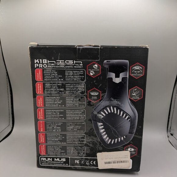 K18 PRO HIGH GAMING HEADSET MODEL RUN MUS  BLACK/RED.  NEW - Picture 3 of 4